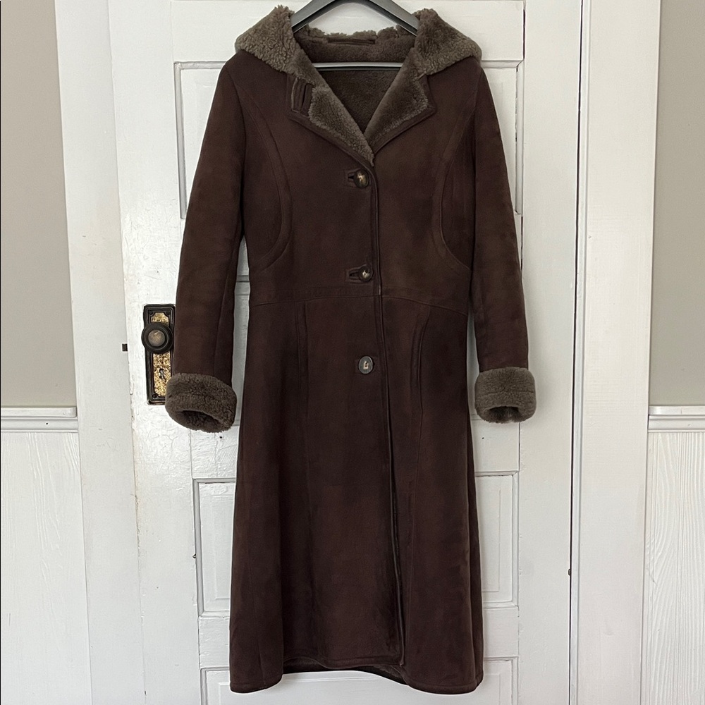 Genuine Shearling Coat with Hood - Women's XS to S